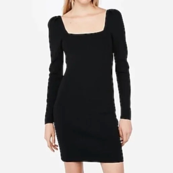 Express x Negin Mirsalehi Fitted Puff Sleeve Dress - Black Size S - Picture 1 of 9